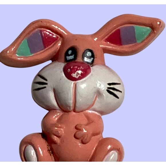 Vintage Pink Bunny Brooch Pin - Cute Handmade Easter Rabbit Jewelry - Picture 6 of 9
